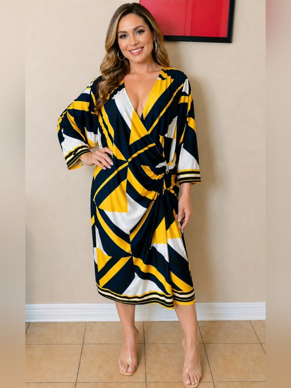 ASHLEY STEWART YELLOW/BLACK DRESS SZ 26/28